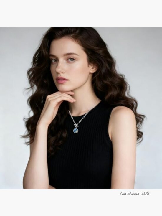 14K Gold-Filled Toggle Clasp Paperclip Necklace – Iggi Paperclip Toggle Necklace Dual Clasp Natural Stone Pendant 23in